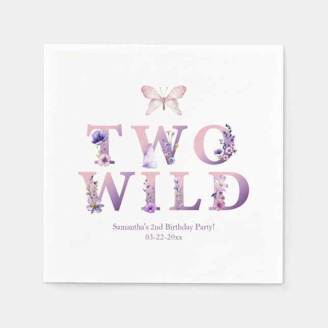 Two Wild Floral Birthday Napkin (Front)