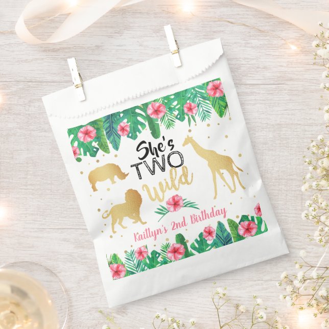 Two Wild Girls Second Birthday Party Favour Bag (Clipped)