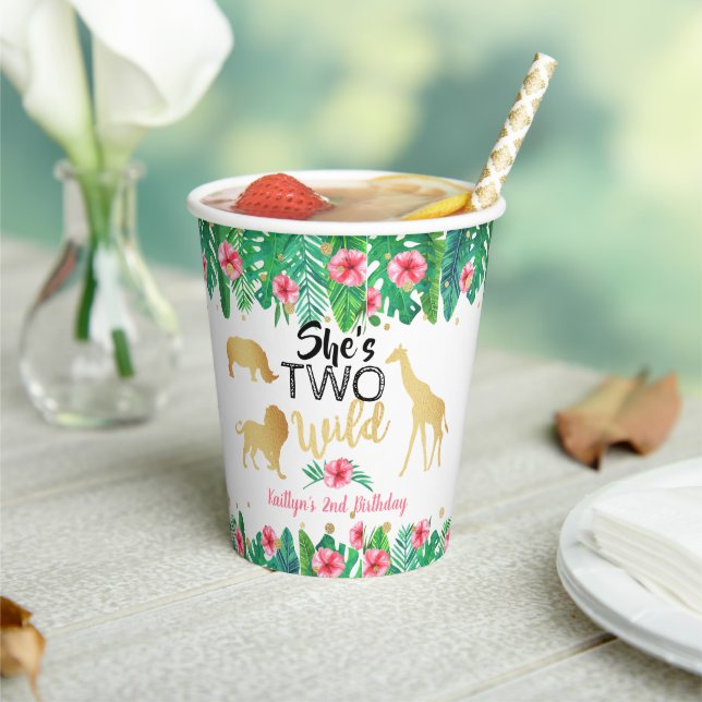 Two Wild Girls Second Birthday Party Paper Cups (Insitu)