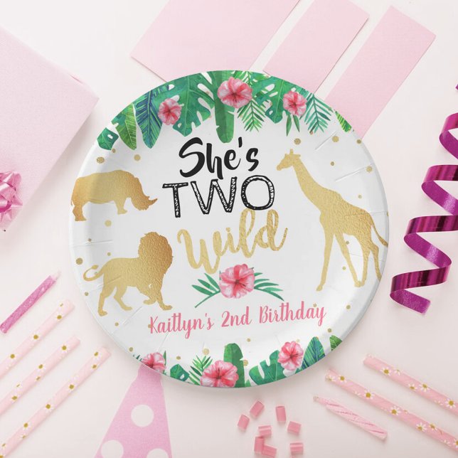 Two Wild Girls Second Birthday Party Paper Plate (Creator Uploaded)