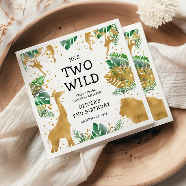 Two Wild Jungle Safari 2nd Birthday Party Napkin (Creator Uploaded)