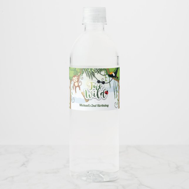 Two Wild Jungle Safari Water Bottle Label (Front)