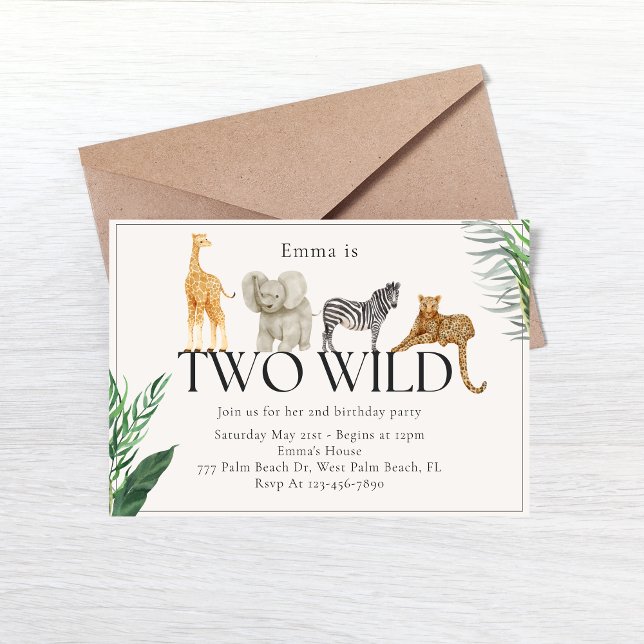 Two Wild Jungle Zoo theme Birthday Invitation (Creator Uploaded)