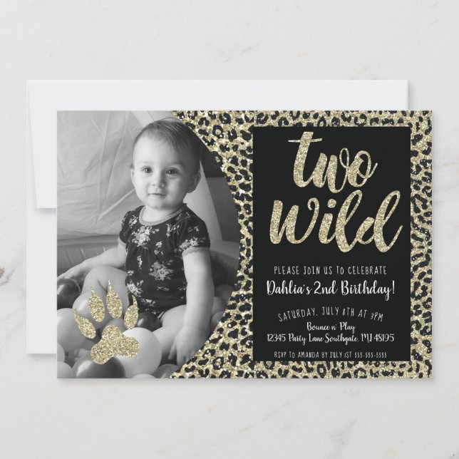 Two Wild Leopard Birthday Invitation (Front)