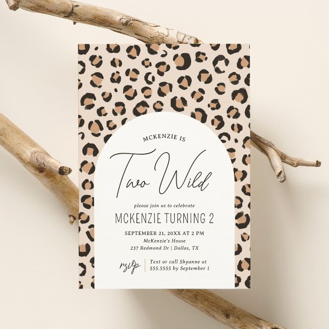Two Wild Leopard Print 2nd Birthday Invitation (Creator Uploaded)