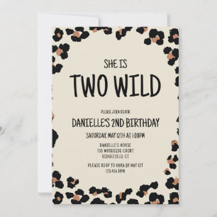 Two Wild Leopard Print 2nd Birthday Invitation