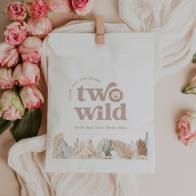 Two Wild Lion Birthday Thank You Favour Bag (Zazzle Two Wild Lion Birthday Thank You Favor Bag)