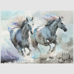 Two Wild Mustangs Race Against the Wind  Tissue Paper