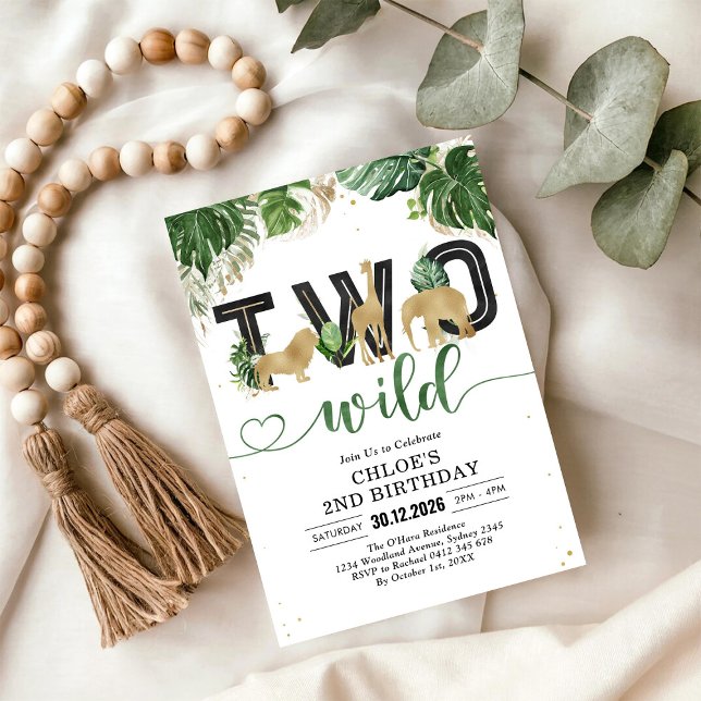 Two Wild Party Animals 2nd Birthday Invitation (Creator Uploaded)