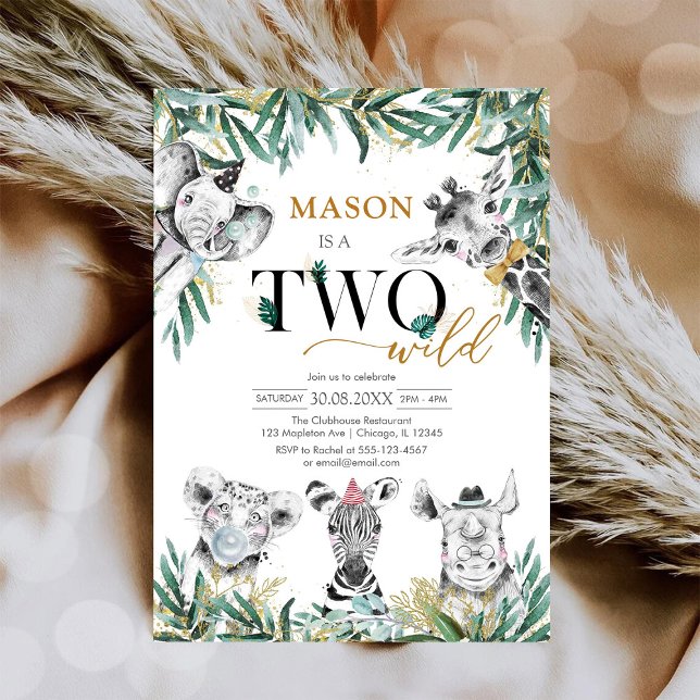 Two Wild Party Animals 2nd Birthday Invitation (Creator Uploaded)