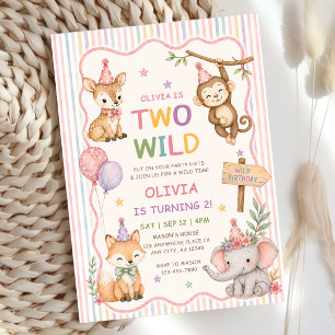 Two Wild Party Animals Safari Boy Birthday  Invitation