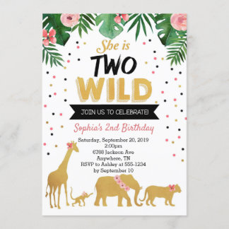 Two Wild Safari 2nd Birthday Invitation