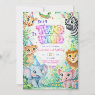Two Wild Safari 2nd Birthday Invitation