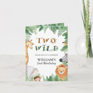 TWO WILD Safari Animal 2nd Birthday Invitation