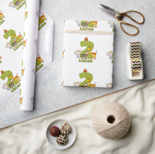 Two Wild Safari Animals 2nd Birthday Custom Name Wrapping Paper