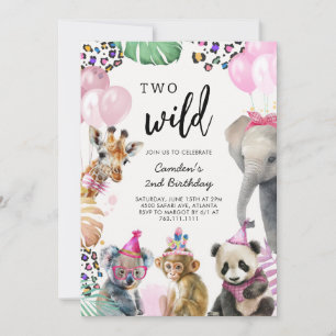 Two Wild Safari Animals 2nd Birthday Invitat Invitation