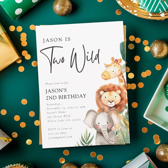 Two Wild Safari Animals 2nd Birthday Invitation (Creator Uploaded)