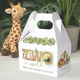 Two Wild Safari Animals 2nd Birthday Jungle Photo Favor Box