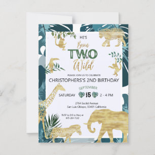 Two Wild Safari Animals 2nd Birthday Postcard