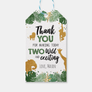 Two Wild Safari Animals Boy Birthday Favour Gift Tags