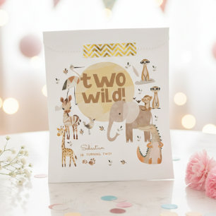 Two wild safari animals kids birthday  favour bag