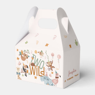 Two wild safari animals kids birthday party favor box