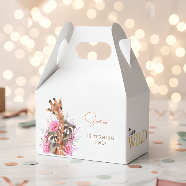 Two wild safari animals kids birthday party favor box (Creator Uploaded)