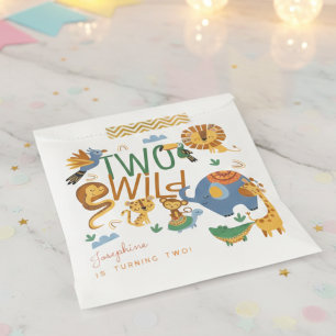 Two wild safari animals kids birthday party favour bag