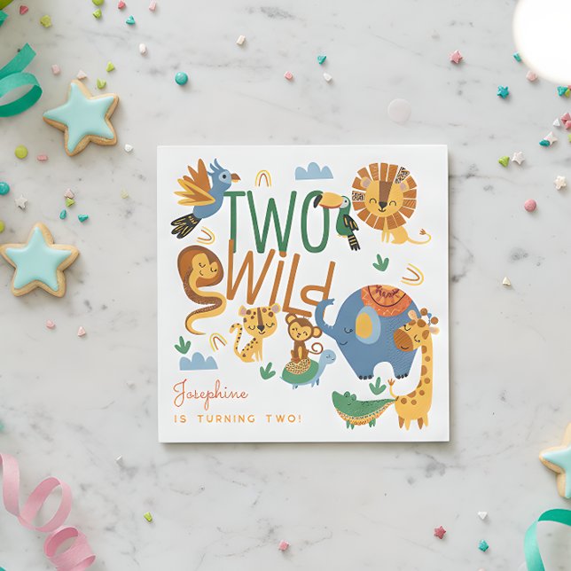 Two wild safari animals kids birthday party napkin (Creator Uploaded)
