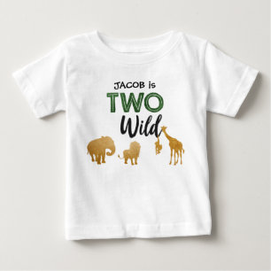 Two Wild Safari Animals Party Boy 2nd Birthday Baby T-Shirt