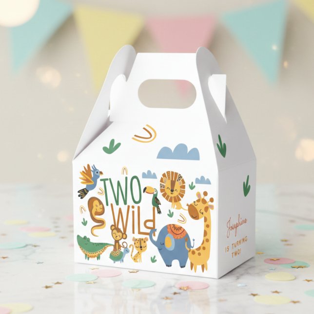 Two wild safari animals second birthday party favor box (Creator Uploaded)