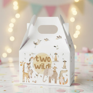 Two wild safari animals second kids birthday favor box
