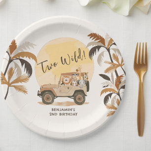 Two Wild Safari Jungle Animals 2nd Birthday  Paper Plate