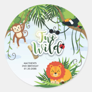 Two Wild Safari Jungle Tropical Baby Shower Classic Round Sticker