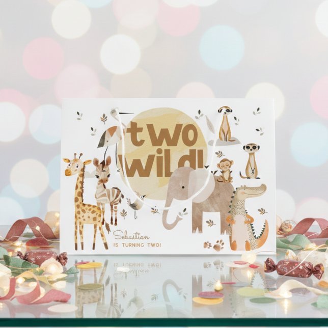 Two wild safari second birthday large gift bag (Creator Uploaded)