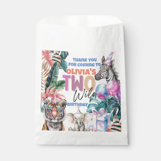 Two Wild Safari second Party Animal thank you Favour Bag (Front)
