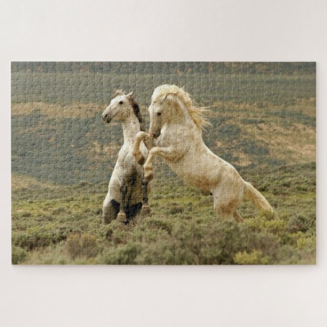 Two Wild Stallions Fight Jigsaw Puzzle (Horizontal)