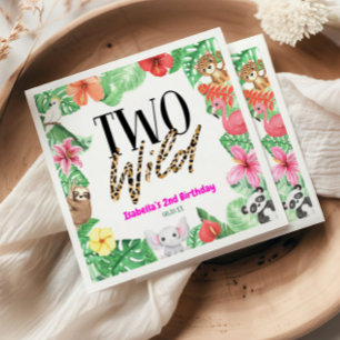 Two Wild Tropical Animal 2nd Birthday Party Napkin