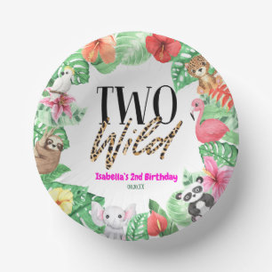 Two Wild Tropical Animal 2nd Birthday Party Paper Plate