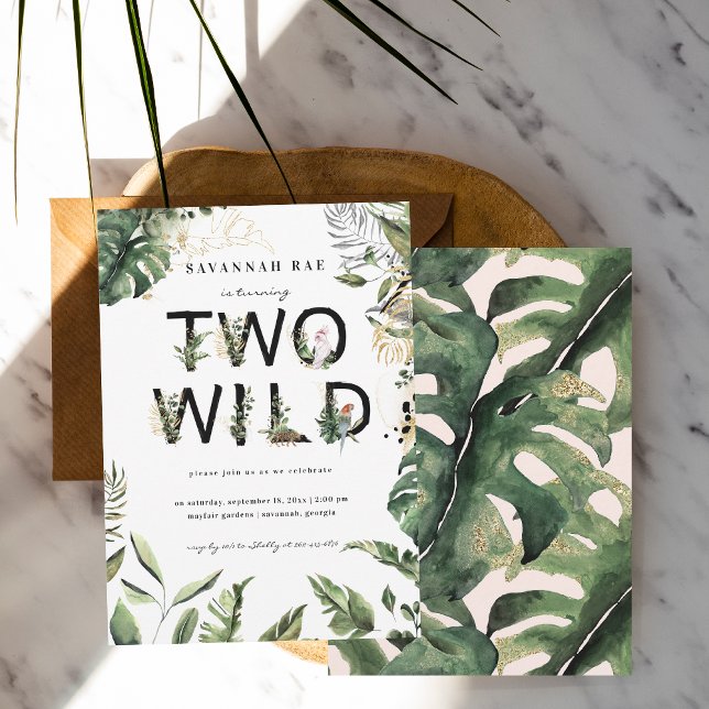 Two Wild Tropical Greenery 2nd Birthday  Invitation (Creator Uploaded)