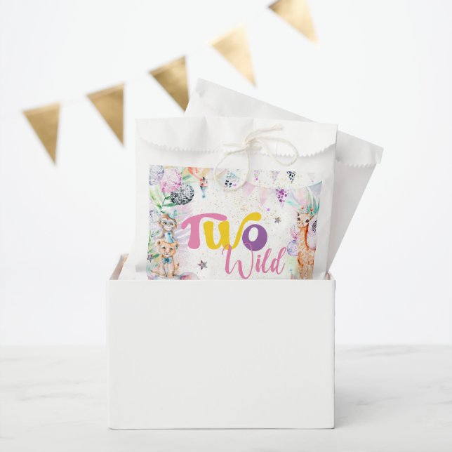 Two Wild Tropical Safari Animals Second Birthday Favour Bag (Party)