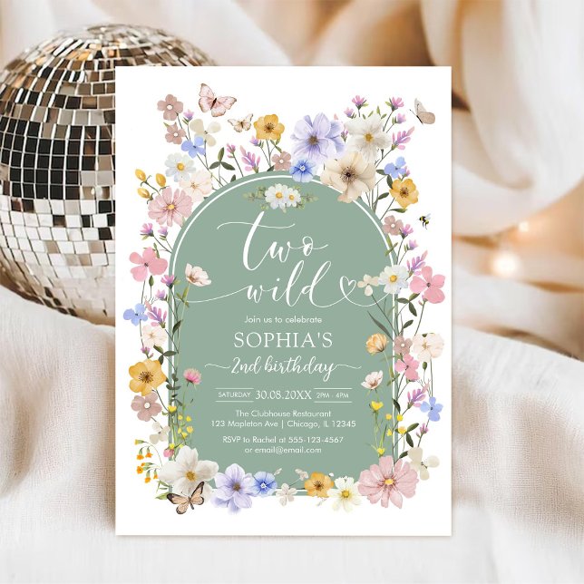 Two Wild Wildflower Animal 2nd Birthday Invitation (Créateur téléchargé)
