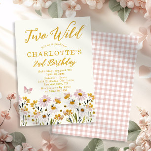 Two Wild Wildflower Butterfly Garden 2nd Birthday Invitation
