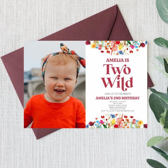 Two Wild Wildflower Second 2nd Birthday Party Invitation (Creator Uploaded)