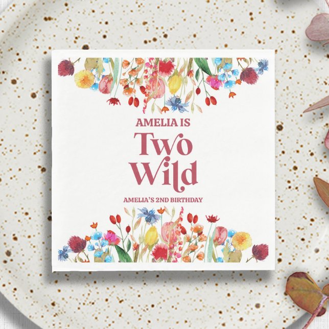Two Wild Wildflower Second 2nd Birthday Party Napkin (Creator Uploaded)