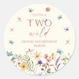 Two Wild Wildflower Wild Flower 2nd Birthday Party Classic Round Sticker