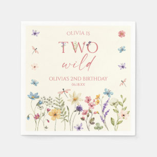 Two Wild Wildflower Wild Flower 2nd Birthday Party Napkin