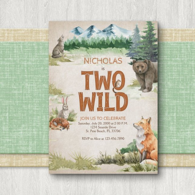 Two Wild Woodland Animal 2nd Birthday Invitation (Creator Uploaded)