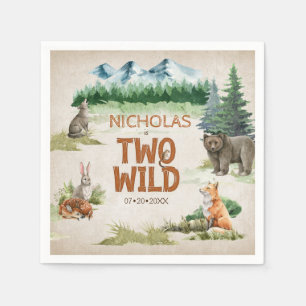 Two Wild Woodland Animal 2nd Birthday Party Napkin