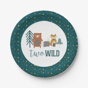 Two Wild Woodland Animal Second Birthday Paper Plate